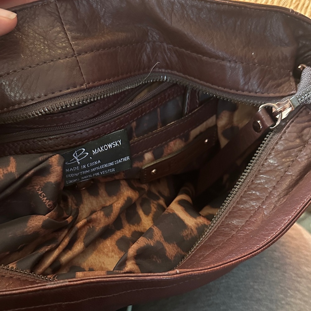 b. makowsky Rich Brown with rose gold hardware Leather Hobo Bag - Picture 7 of 10